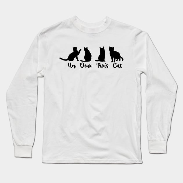 Un Deux Trois Cat Tshirt,Cat Tee, Gifts for Cat Lovers, Cat Lady Gift Long Sleeve T-Shirt by AE Desings Digital